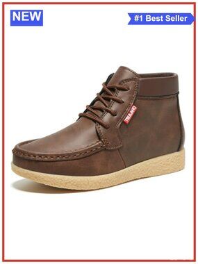 Womens Leather Moc Toe Chukka Ankle Boots Lace Up Desert Booties